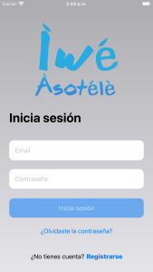 Iwe Asotele, app de Ifá inicio sesión